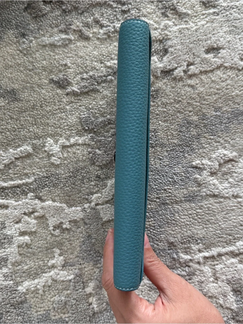 Luxury Togo Leather Teal and Red Double Wallet